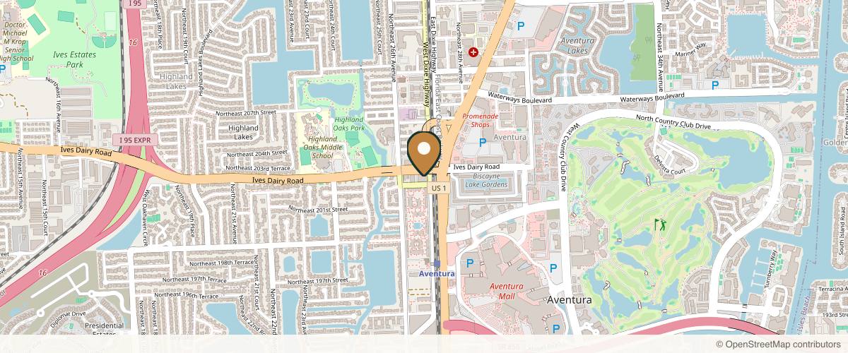 Map showing the exact location of Med Aesthetics Miami in Aventura at Beacon Tower, 20200 W Dixie Hwy Ste G-11, Aventura, FL 33180, USA