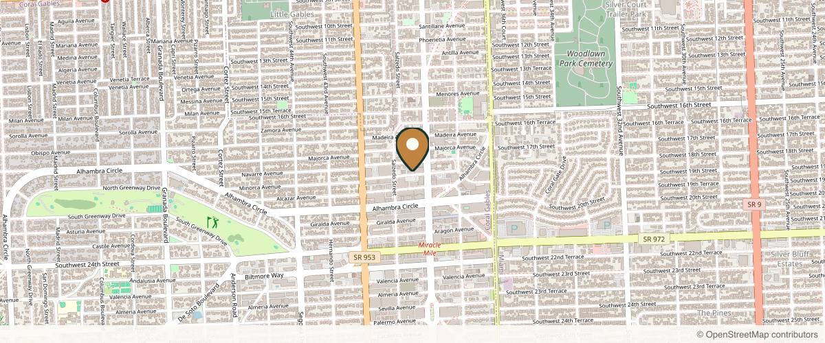 Map showing the exact location of Med Aesthetics Miami at 2020 Ponce de Leon Suite 106, Coral Gables, Miami, FL 33134, USA