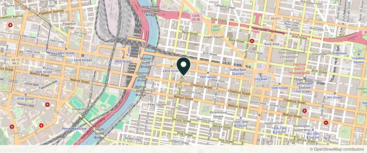 Map showing the exact location of Med spa in Philadelphia - Daya Medspa at 15 S 21st St, Philadelphia, PA 19103, USA