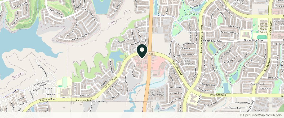 Map showing the exact location of Med Spa Studios & Genesis Hyperbaric Therapy at 255 Lebanon Rd #220, Frisco, TX 75036, USA