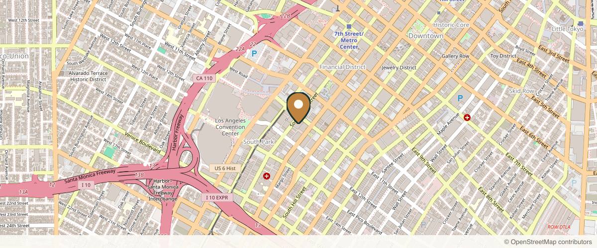 Map showing the exact location of MedBeautyLA at 1100 S Hope St Apt 101, Los Angeles, CA 90015, USA