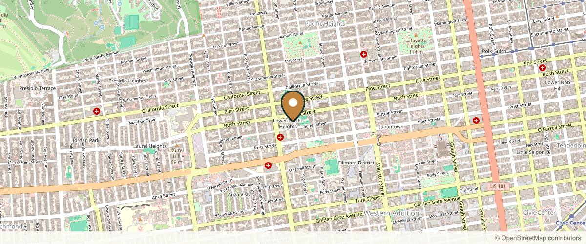 Map showing the exact location of MedEstheticsRX at 2300 Sutter St Ste 303, San Francisco, CA 94115, USA