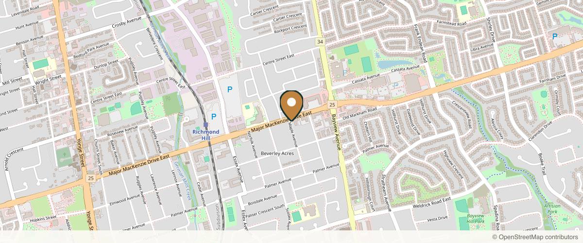 Map showing the exact location of Medi Lase Cosmetic Center Inc at 581 Major Mackenzie Dr E, Richmond Hill, ON L4C 1J6, Canada