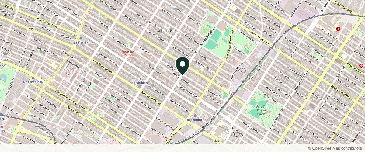 Map showing the exact location of Medical Aesthetics and Vein Treatment Clinic of Montreal at 908 Rue de Bellechasse, Montréal, QC H2S 1Y4, Canada