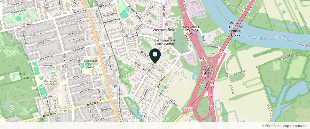 Map showing the exact location of Medical Aesthetics by Caroline at inside Larissa Lake and Co, 146 Main St, Wethersfield, CT 06109, USA