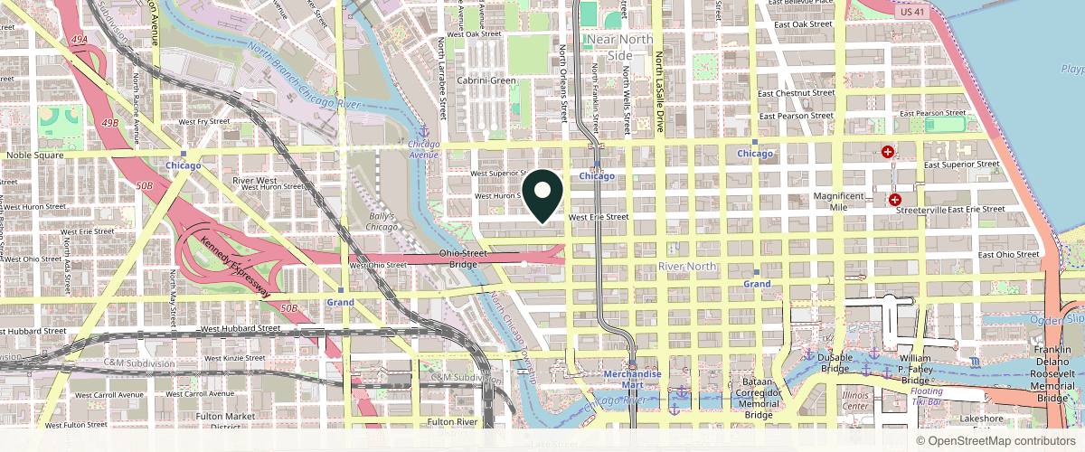 Map showing the exact location of Medical Dermatology Associates of Chicago at 363 W Erie St #350, Chicago, IL 60654