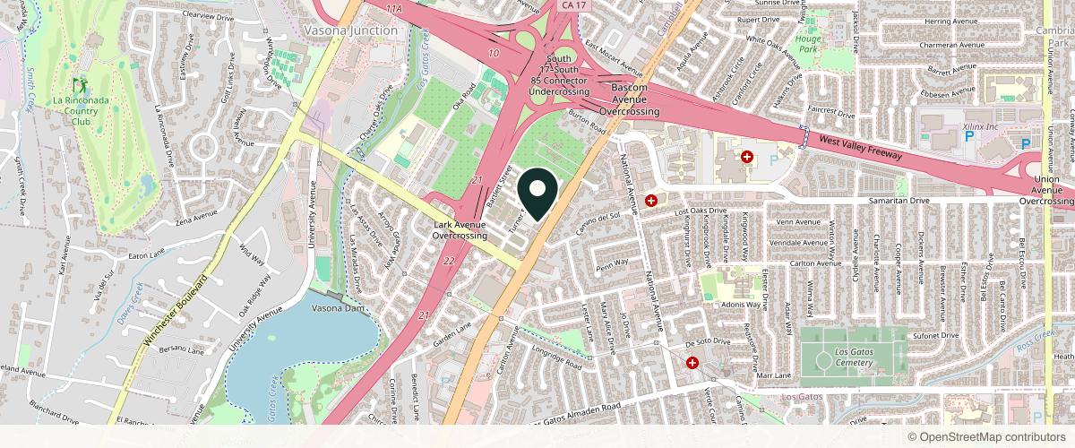 Map showing the exact location of Medical Hair Transplant & Aesthetics at 15055 Los Gatos Blvd Ste 110, Los Gatos, CA 95032, USA