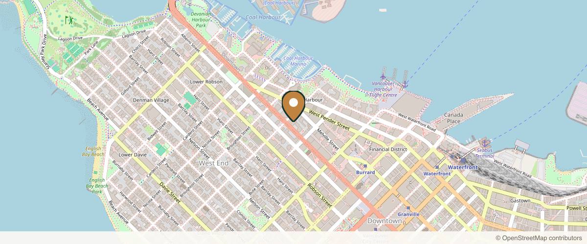 Map showing the exact location of Medical Rejuvenation Centre at 1281 W Georgia St 701 Floor 7, Vancouver, BC V6E 3J7, Canada