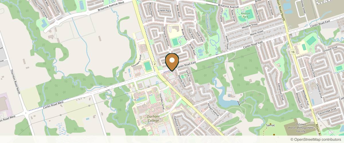 Map showing the exact location of MediDerma Medical Spa at 53 Conlin Rd E Unit 2, Oshawa, ON L1G 7W1, Canada
