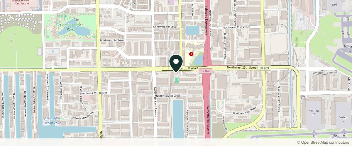 Map showing the exact location of Medilight Aesthetic Clinic - Doral at 7910 NW 25th St Ste 202, Doral, FL 33122, USA