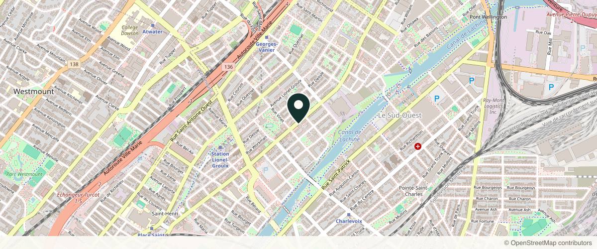 Map showing the exact location of Mediluxe at 2360 R. Notre Dame O Ste 200, Montréal, QC H3J 1N4, Canada