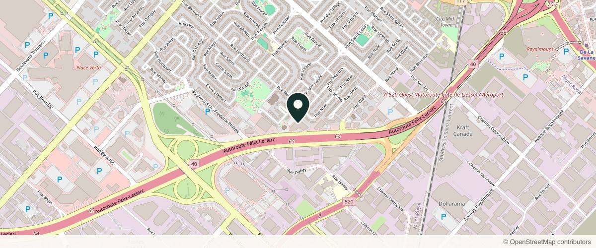 Map showing the exact location of Medispa Physimed at 6363 Rte Transcanadienne, Saint-Laurent, QC H4T 1Z9, Canada