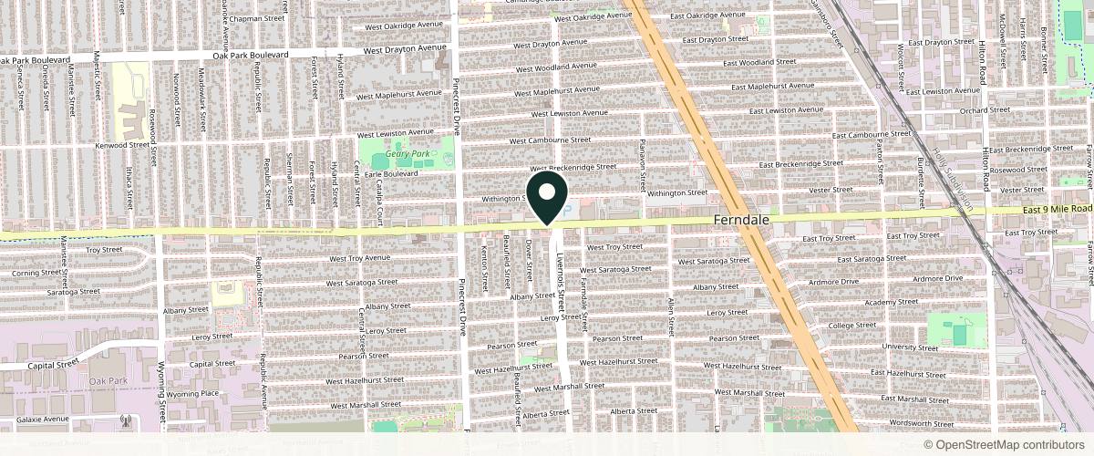 Map showing the exact location of Medivee & Live Well Aesthetics at 747 W Nine Mile Rd, Ferndale, MI 48220, USA