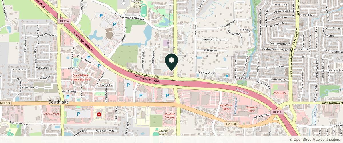 Map showing the exact location of Medrein Health and Aesthetics at 420 N Kimball Ave, Southlake, TX 76092, USA