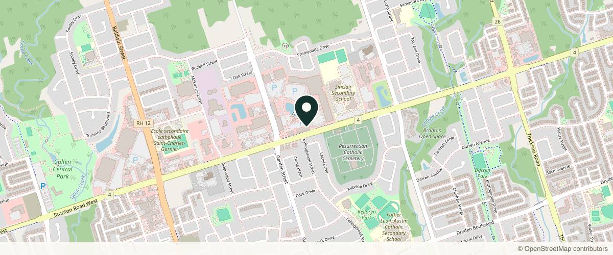Map showing the exact location of MedSkincare Laser Centre at 308 Taunton Rd E J1, Whitby, ON L1R 0H4, Canada