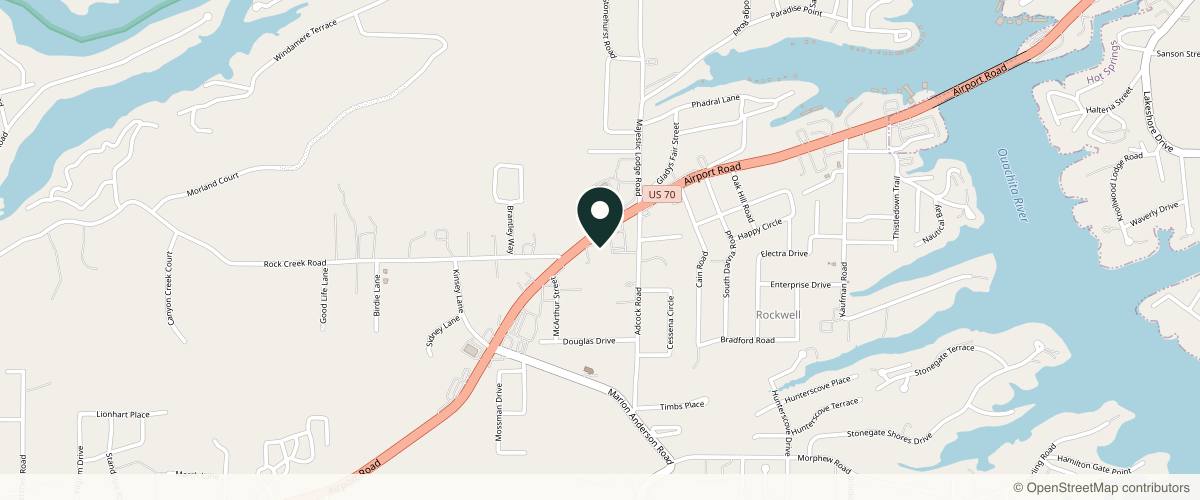 Map showing the exact location of Medspa 1661 at 1661 Airport Rd Ste e, Hot Springs National Park, AR 71913, USA