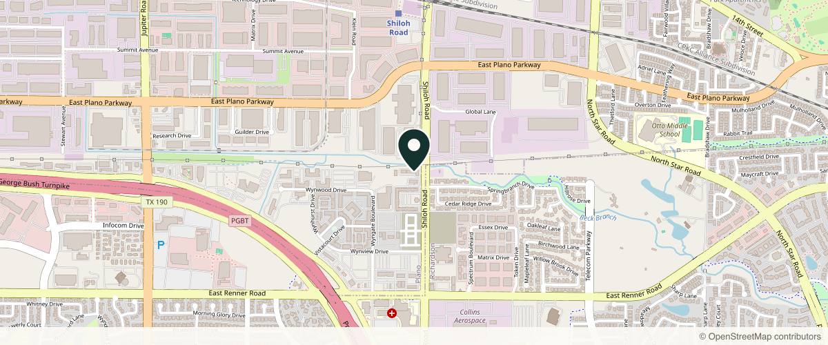 Map showing the exact location of MEDSPA 33 at 525 Shiloh Rd Ste 2500, Plano, TX 75074, USA