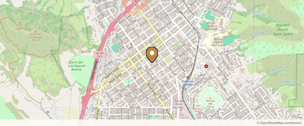Map showing the exact location of MedSpa SLO l San Luis Obispo at 867 Pacific St Ste 110, San Luis Obispo, CA 93401, USA