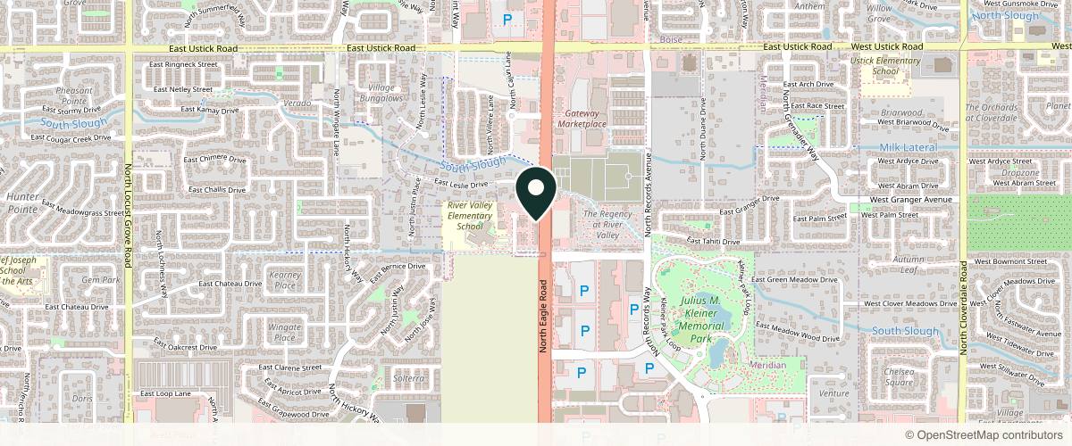 Map showing the exact location of Meridian Medical Aesthetics at 2536 N Stokesberry Pl, Meridian, ID 83646, USA