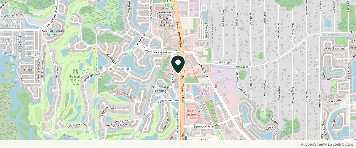 Map showing the exact location of Meridian Medical Spa at 24850 S Tamiami Trl Ste 4, Bonita Springs, FL 34134, USA