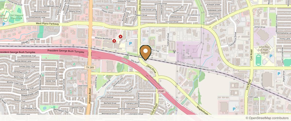 Map showing the exact location of Metamorph Med Spa at 960 Ohio Dr Ste 200, Plano, TX 75093, USA
