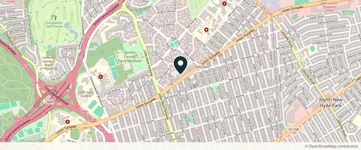 Map showing the exact location of Metro Dermatology - Glen Oaks at 257-07 Union Tpke, Glen Oaks, NY 11004