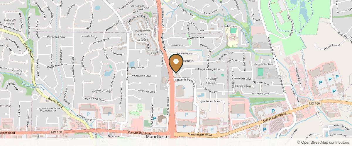 Map showing the exact location of Metro Medspa - Town & Country at 971 Brittany Parkway Dr, Manchester, MO 63011, USA