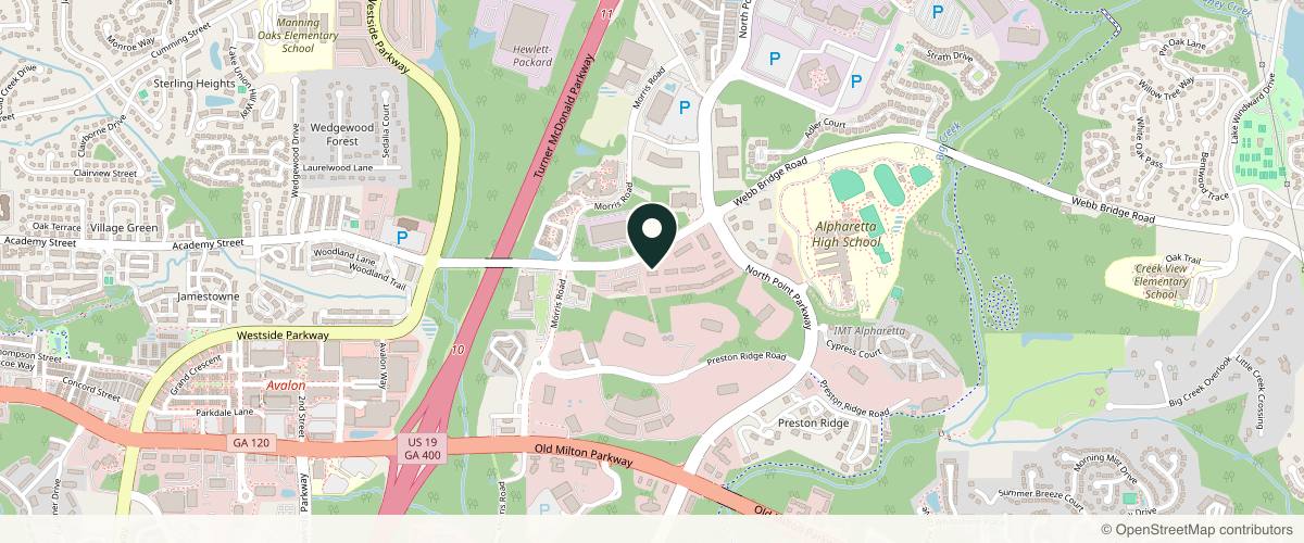 Map showing the exact location of MetroDerm - Alpharetta at 3155 North Point Pkwy # E100, Alpharetta, GA 30005