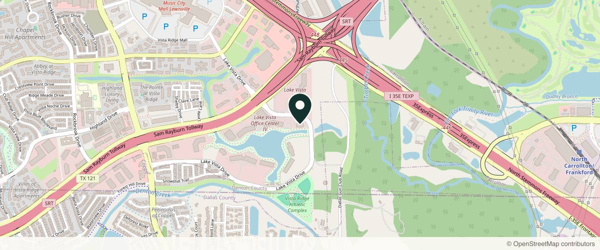 Map showing the exact location of Mia Aesthetics Dallas at 2790 Lake Vista Dr, Lewisville, TX 75067, USA