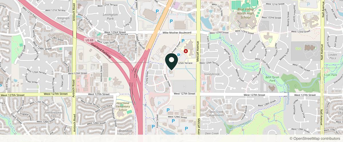 Map showing the exact location of Mia Bella Donna MedSpa at 12541 Foster St Ste 330, Overland Park, KS 66213, USA