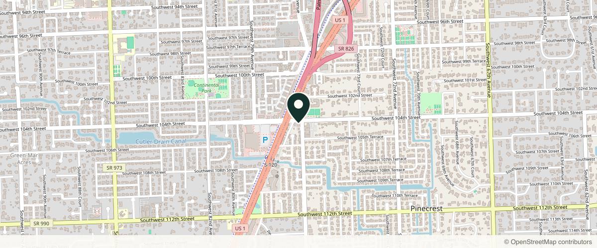 Map showing the exact location of Miami Center for Dermatology at 7700 SW 104th St, Miami, FL 33156