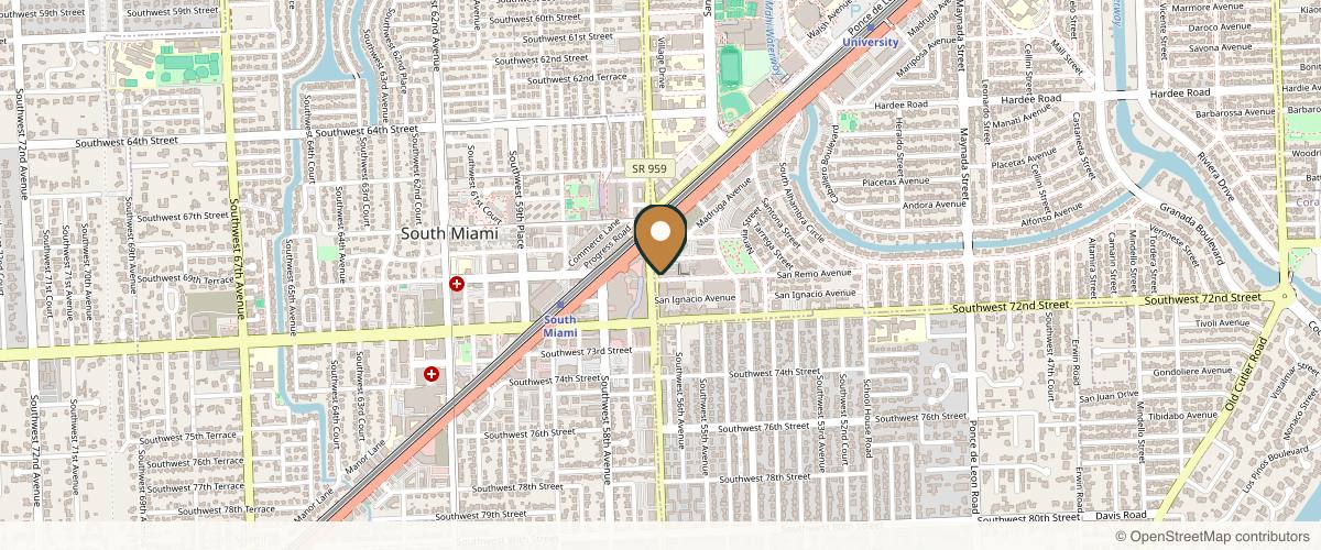 Map showing the exact location of Miami Skin & Vein at 6705 Red Rd Ste 608, Coral Gables, FL 33143, USA