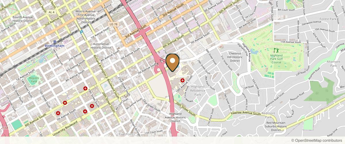 Map showing the exact location of Michael S. Beckenstein, MD at 800, St. Vincent's Drive, North Tower, #610, Birmingham, AL 35205, USA