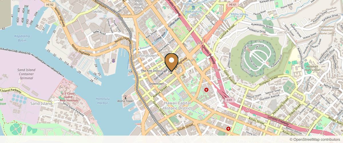 Map showing the exact location of Michelle's Beauty & Wellness Center LLC at Inside of century square, 1188 Bishop St Unit 610, Honolulu, HI 96813, USA