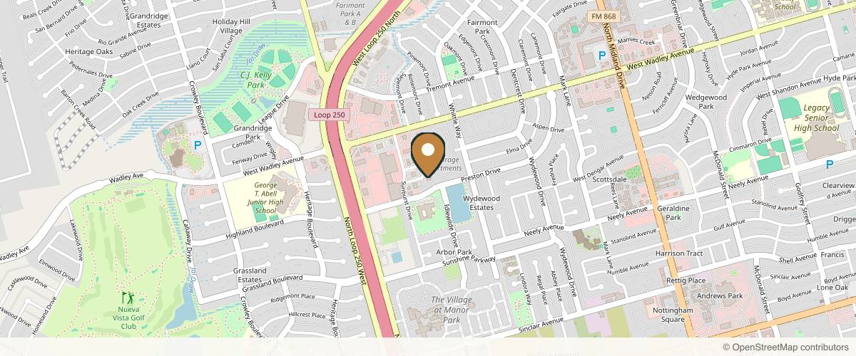 Map showing the exact location of Midland Dermatology at 5117 Sunmore Cir, Midland, TX 79707, USA