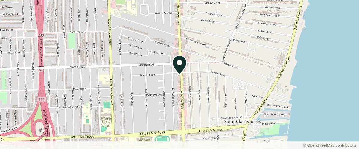 Map showing the exact location of Midwest Center for Dermatology & Cosmetic Surgery | Saint Clair Shores at 28333 Harper Ave, St Clair Shores, MI 48081
