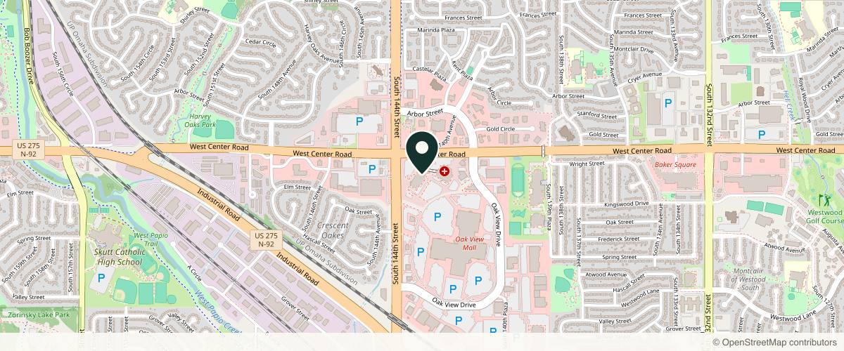 Map showing the exact location of Midwest Dermatology at 2727 S 144th St #225, Omaha, NE 68144