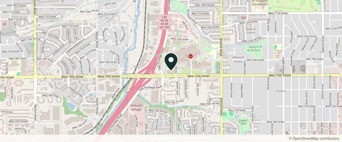 Map showing the exact location of Midwest Medical Specialists PA at 7450 Kessler St #130, Merriam, KS 66204
