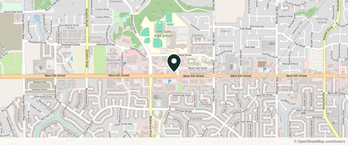 Map showing the exact location of Milan Laser Hair Removal at 4701 Bauer Farm Dr Ste B, Lawrence, KS 66049, USA