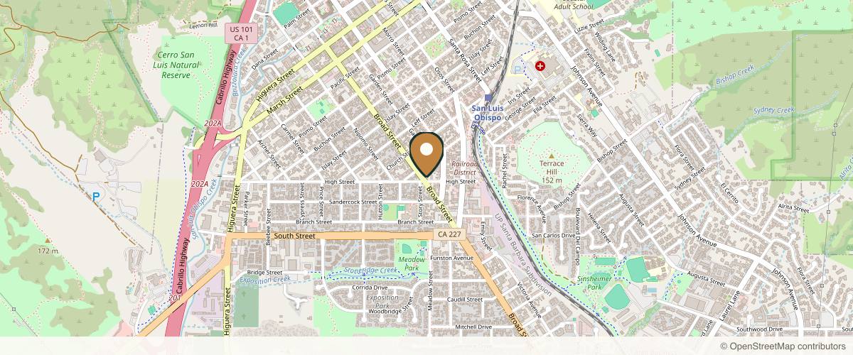 Map showing the exact location of Milay Aesthetics at 1926 Broad St, San Luis Obispo, CA 93401, USA