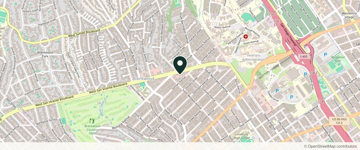 Map showing the exact location of milk + honey | Brentwood at 11826 San Vicente Blvd, Los Angeles, CA 90049, USA