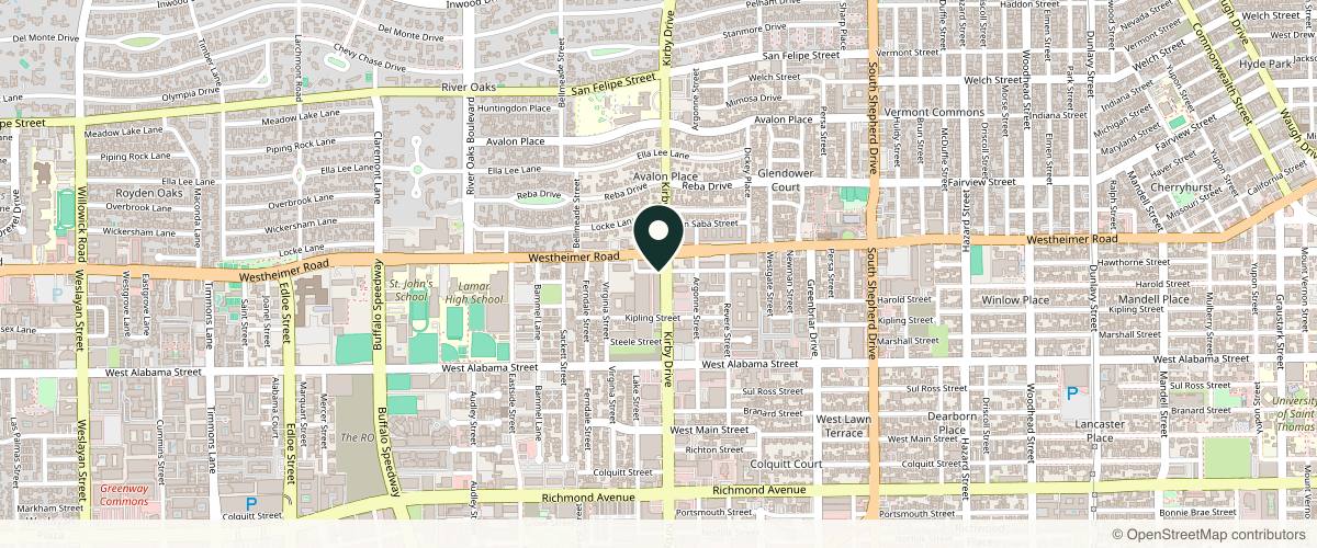 Map showing the exact location of milk + honey | River Oaks at 2800 Kirby Dr a134, Houston, TX 77098, USA