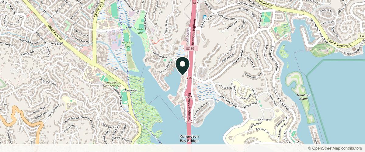 Map showing the exact location of Mill Valley Dermatology at 655 Redwood Highway Frontage Rd Ste 100, Mill Valley, CA 94941, USA