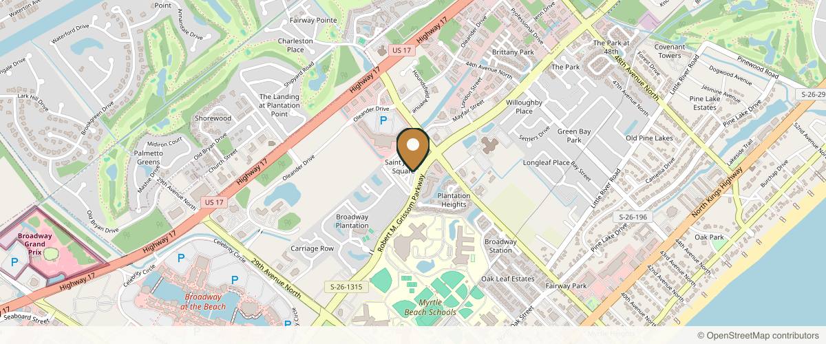 Map showing the exact location of MILOVIA Aesthetics & Wellness at 3573 St James Ave, Myrtle Beach, SC 29577, USA