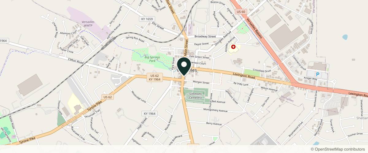 Map showing the exact location of Mind & Body MedSpa | Medical Spa in Versailles, Kentucky at 194 S Main St, Versailles, KY 40383, USA