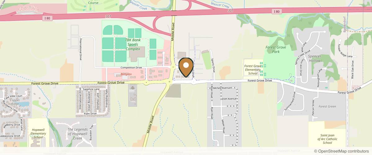 Map showing the exact location of MINT Aesthetics + Wellness at 5283 Competition Dr, Bettendorf, IA 52722, USA