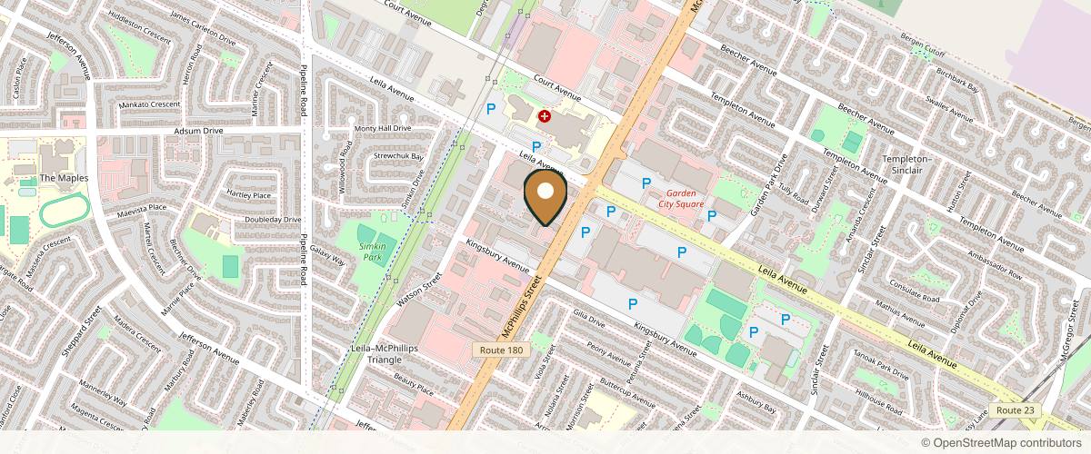Map showing the exact location of Minte Medical Aesthetics at 2200 McPhillips St Unit 130, Winnipeg, MB R2V 3P4, Canada