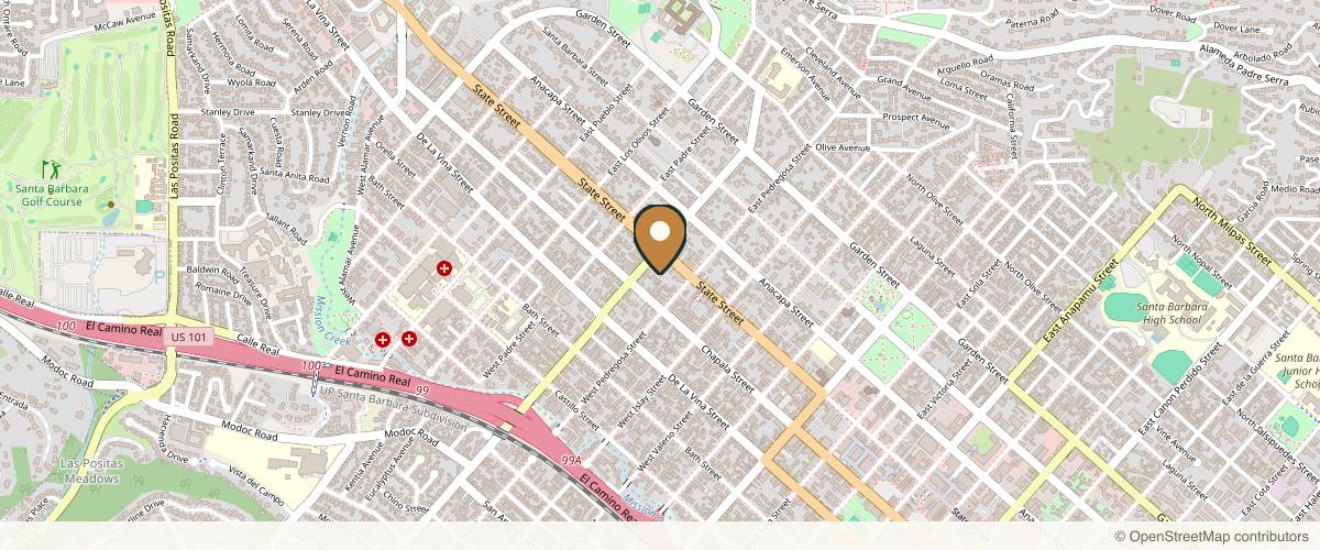 Map showing the exact location of MiraMed and Day Spa at 1921 State St Ste B, Santa Barbara, CA 93101, USA