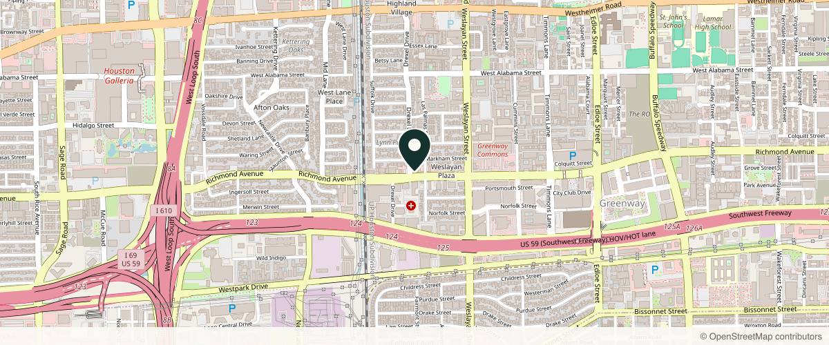 Map showing the exact location of Mirror Mirror Beauty Boutique at 4208 Richmond Ave #100, Houston, TX 77027, USA