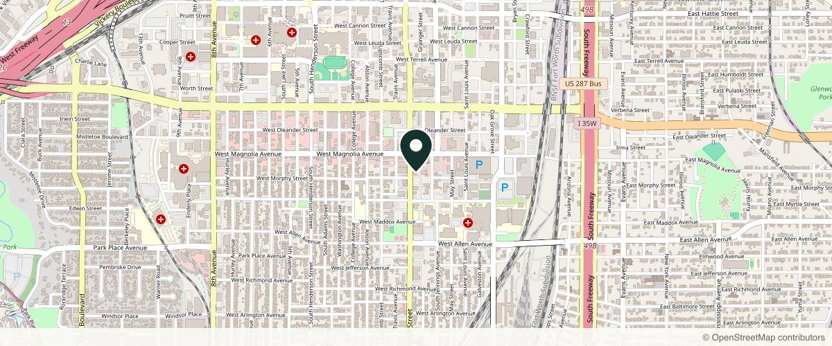 Map showing the exact location of Miss Botox Fort Worth at 1327 Hemphill St #200a, Fort Worth, TX 76104, USA